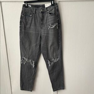 NWT American Eagle Outfitters Distressed Gray Mom Jeans Size 6 Reg